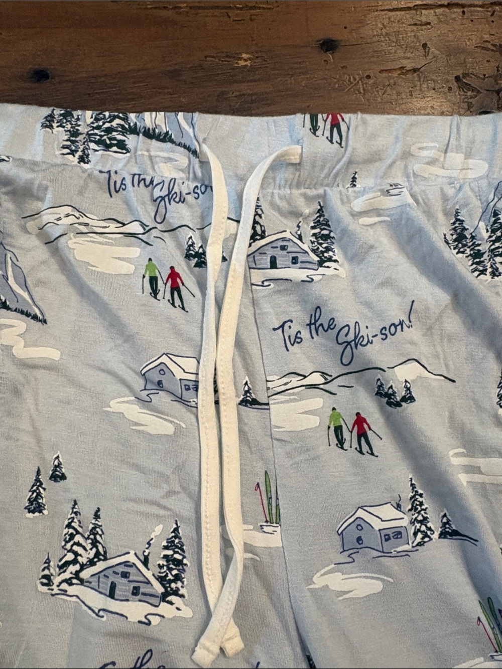 Auden Light Blue Ski Village Print Pajama Pants - Picture 3 of 5